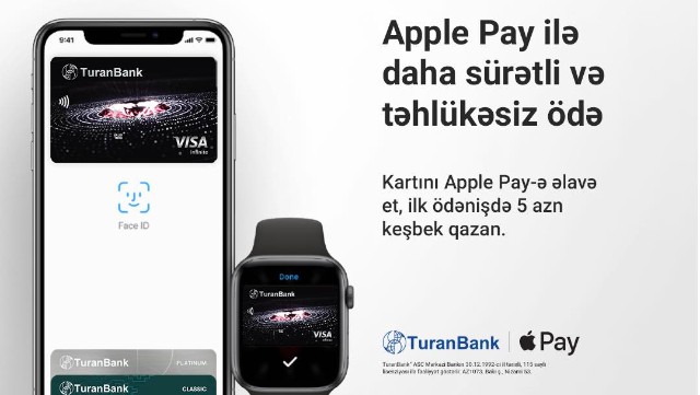 Apple Pay TuranBank-da – ilk ödənişdə 5 AZN keşbek!